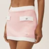 Gonna capri da sogno in cotone e cashmere High-Waist - Rosa sole/Bianco