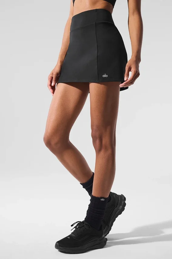 Gonna da tennis High-Waist “Good Form” con effetto Airbrush - Nero