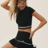 Gonna da tennis My Serve High-Waist in misto cotone e cashmere - Nero/Bianco