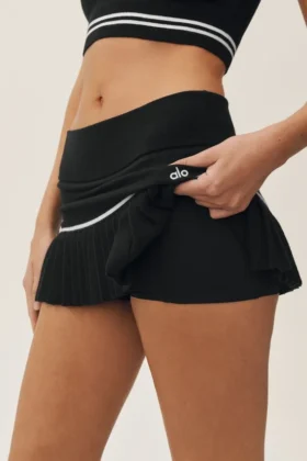 Gonna da tennis My Serve High-Waist in misto cotone e cashmere – Nero/Bianco