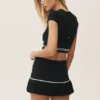 Gonna da tennis My Serve High-Waist in misto cotone e cashmere - Nero/Bianco