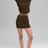 Gonna High-Waist in maglia denim - Espresso/Nero
