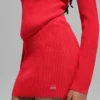 Gonna High-Waist in maglia denim - Rosso brillante