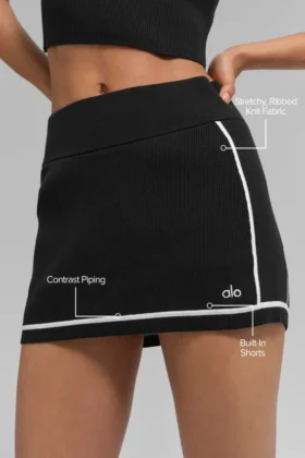 Gonna Highline in maglia a coste – Nero/Bianco