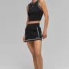 Gonna Highline in maglia a coste – Nero/Bianco