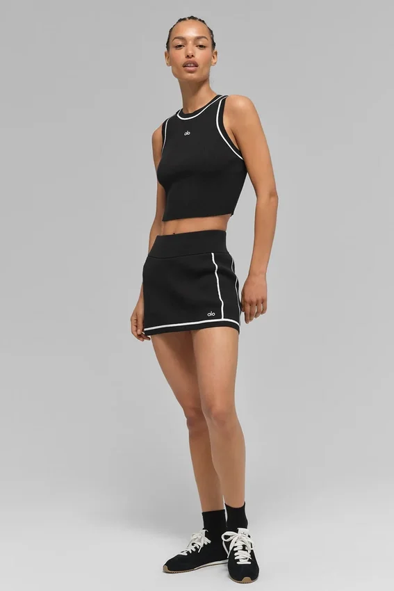 Gonna Highline in maglia a coste – Nero/Bianco