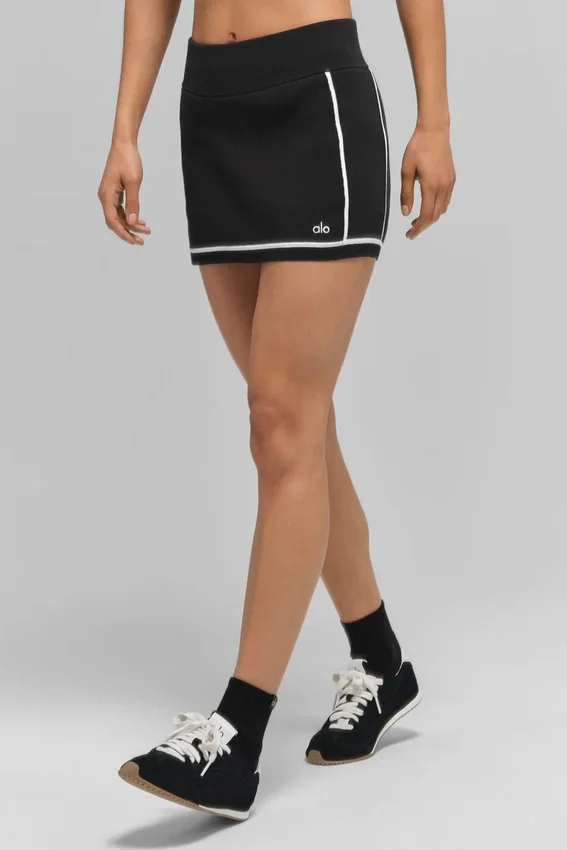 Gonna Highline in maglia a coste – Nero/Bianco