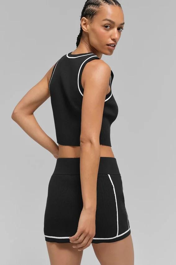 Gonna Highline in maglia a coste – Nero/Bianco