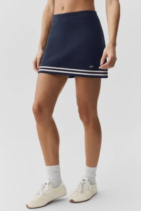 Gonna in maglia stile maglione da tennis club - Blu navy/Avorio