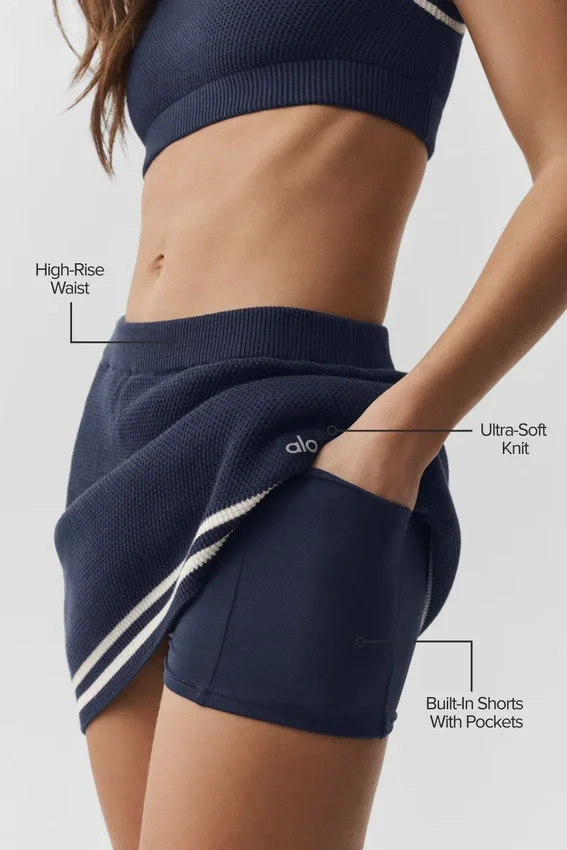 Gonna in maglia stile maglione da tennis club - Blu navy/Avorio
