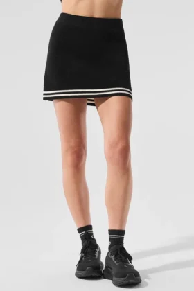 Gonna in maglia stile maglione da tennis club - Nero/Avorio