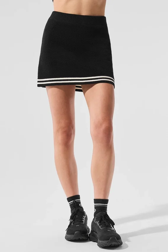 Gonna in maglia stile maglione da tennis club - Nero/Avorio