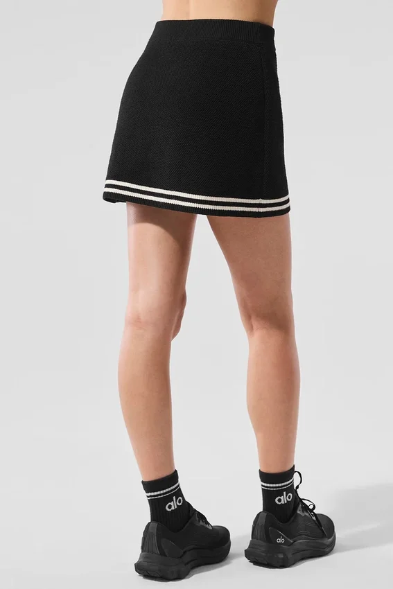 Gonna in maglia stile maglione da tennis club - Nero/Avorio