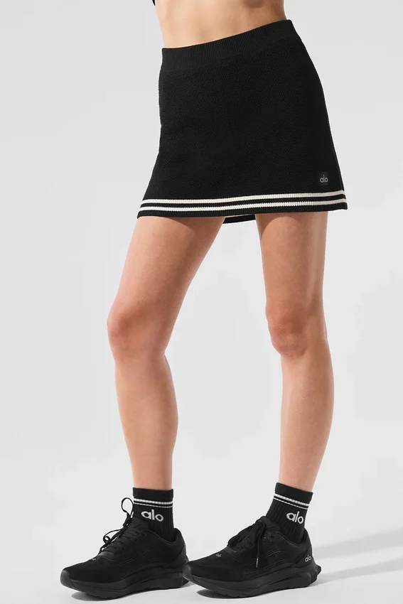 Gonna in maglia stile maglione da tennis club - Nero/Avorio
