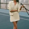 Gonna in maglia stile maglione Tennis Club - Avena/Bianco
