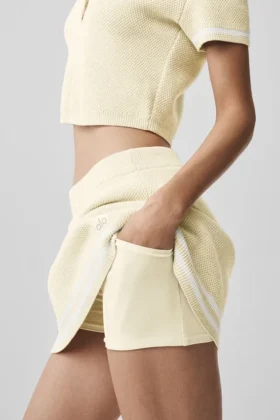 Gonna in maglia stile maglione Tennis Club – Avena/Bianco