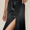 Gonna lunga a vita bassa Radiance in misto seta - Nero