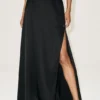 Gonna lunga a vita bassa Radiance in misto seta - Nero
