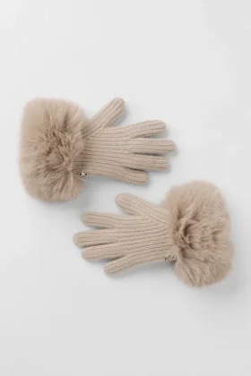 Guanti in cashmere Courchevel - Grigio avena melange