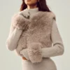 Maglione Northstar in cashmere con pelliccia sintetica e zip integrale - Grigio avena melange