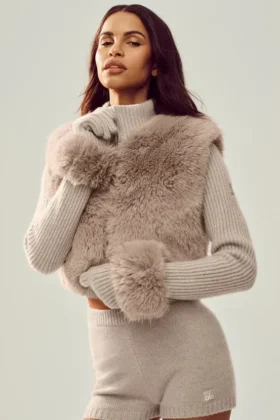 Guanti in cashmere Courchevel – Grigio avena melange