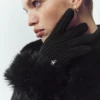 Guanti in cashmere Courchevel - Nero