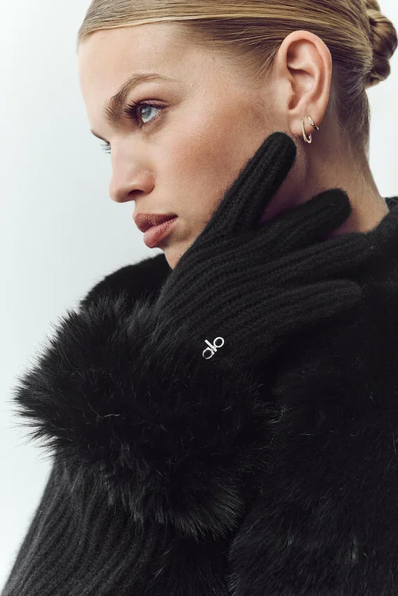 Guanti in cashmere Courchevel - Nero