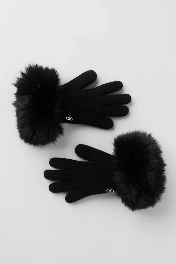 Guanti in cashmere Courchevel - Nero