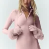 Guanti in cashmere Courchevel - Rosa ghiaccio