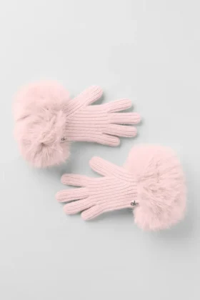 Guanti in cashmere Courchevel – Rosa ghiaccio