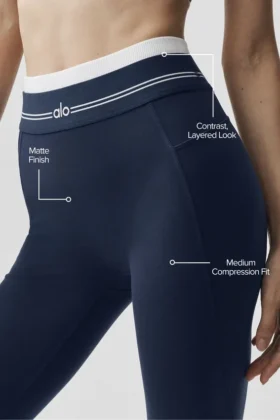 High-Waist Airbrush 7/8 Better Together Leggings – Blu navy/Bianco