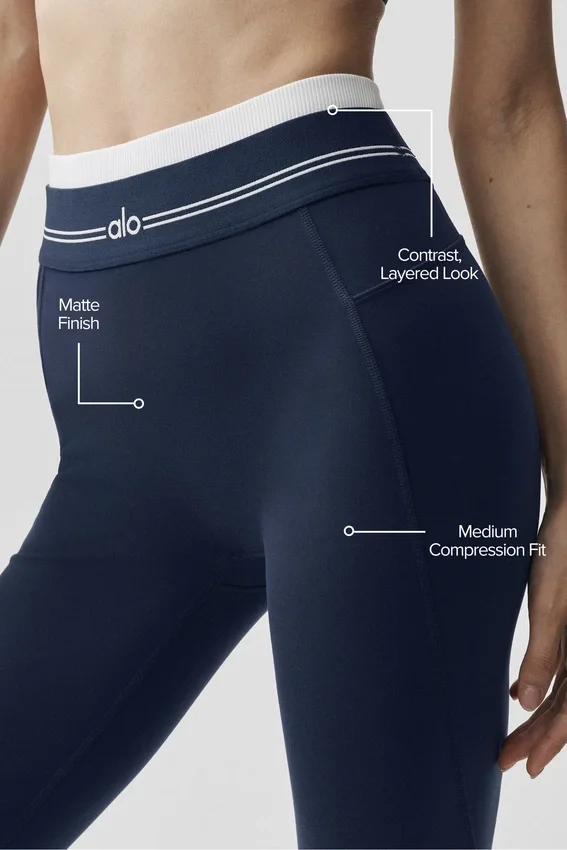 High-Waist Airbrush 7/8 Better Together Leggings - Blu navy/Bianco