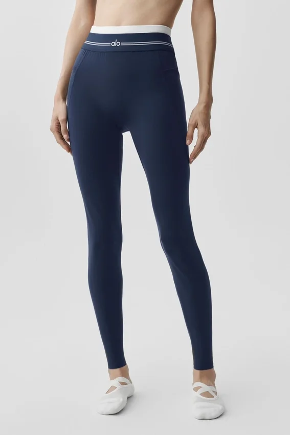 High-Waist Airbrush 7/8 Better Together Leggings - Blu navy/Bianco