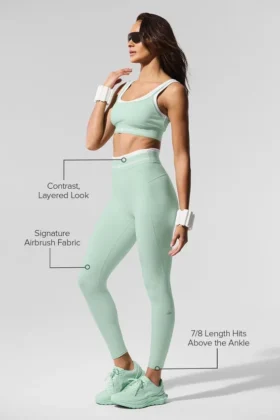 High-Waist Airbrush 7/8 Better Together Leggings – Menta/Bianco