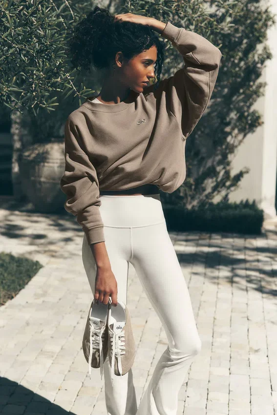 High-Waist Airbrush 7/8 bootcut legging - Avorio
