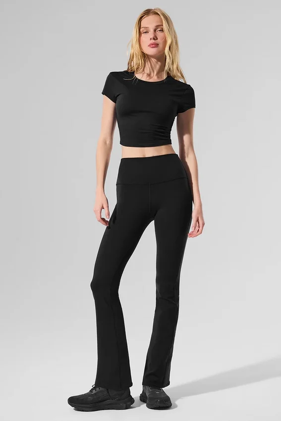 High-Waist Airbrush 7/8 Bootcut Legging - Nero