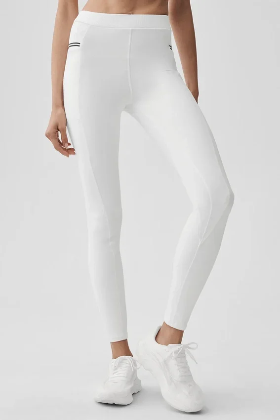 High-Waist Airbrush Fast Track Leggings - Bianco/Nero