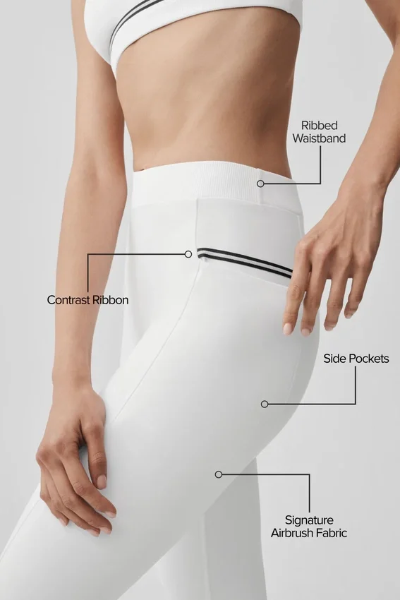 High-Waist Airbrush Fast Track Leggings - Bianco/Nero