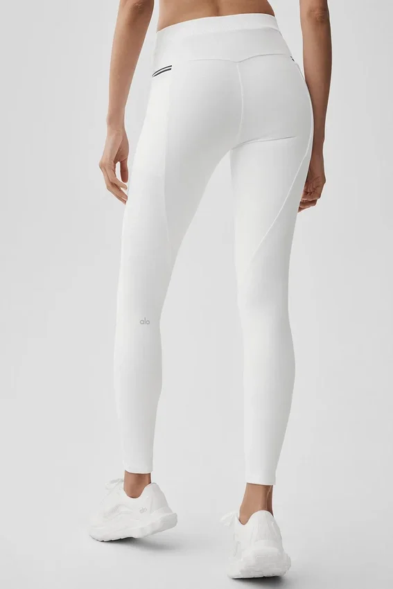 High-Waist Airbrush Fast Track Leggings - Bianco/Nero