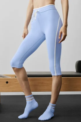 High-Waist Airbrush Race Pace Capri - Blu Provenza chiaro/Bianco