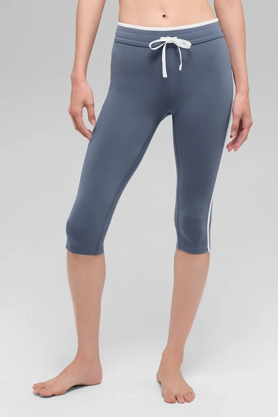 High-Waist Airbrush Race Pace Capri - Bluestone/Bianco