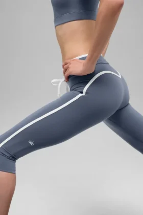High-Waist Airbrush Race Pace Capri – Bluestone/Bianco
