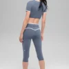 High-Waist Airbrush Race Pace Capri - Bluestone/Bianco
