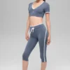 High-Waist Airbrush Race Pace Capri - Bluestone/Bianco