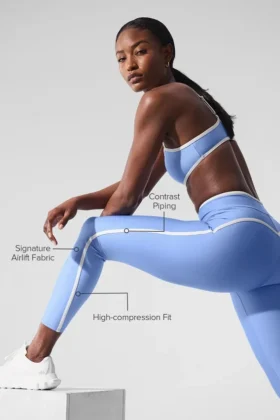 High-Waist Airlift Charger 7/8 Leggings – Blu cristallino/Bianco