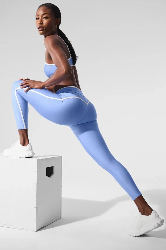 High-Waist Airlift Charger 7/8 Leggings - Blu cristallino/Bianco