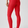 High-Waist Airlift Legging - Rosso brillante/Bianco
