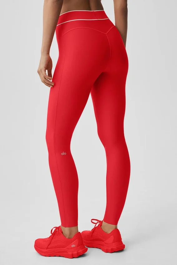 High-Waist Airlift Legging - Rosso brillante/Bianco