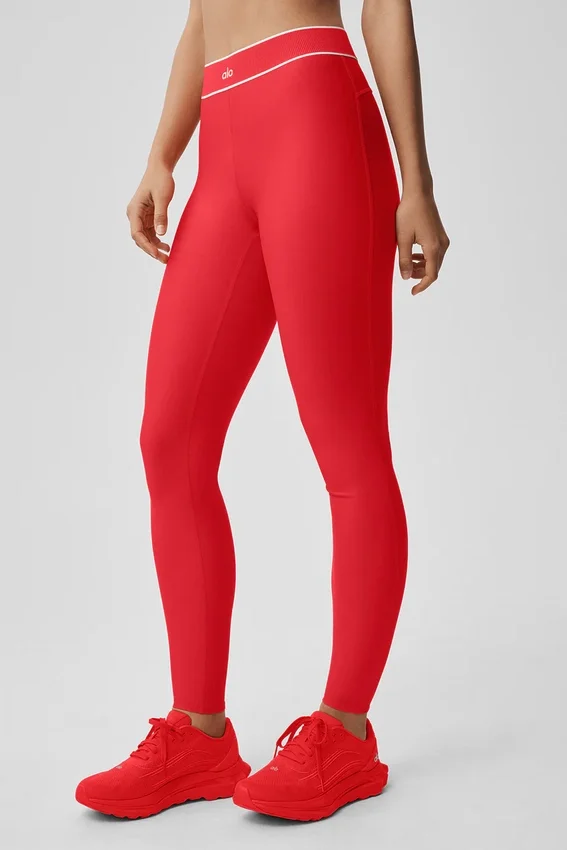 High-Waist Airlift Legging - Rosso brillante/Bianco