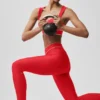 High-Waist Airlift Legging - Rosso brillante/Bianco